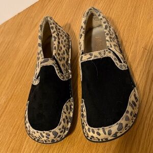 Alegria Black and Leopard Print Loafers- Brook Savage